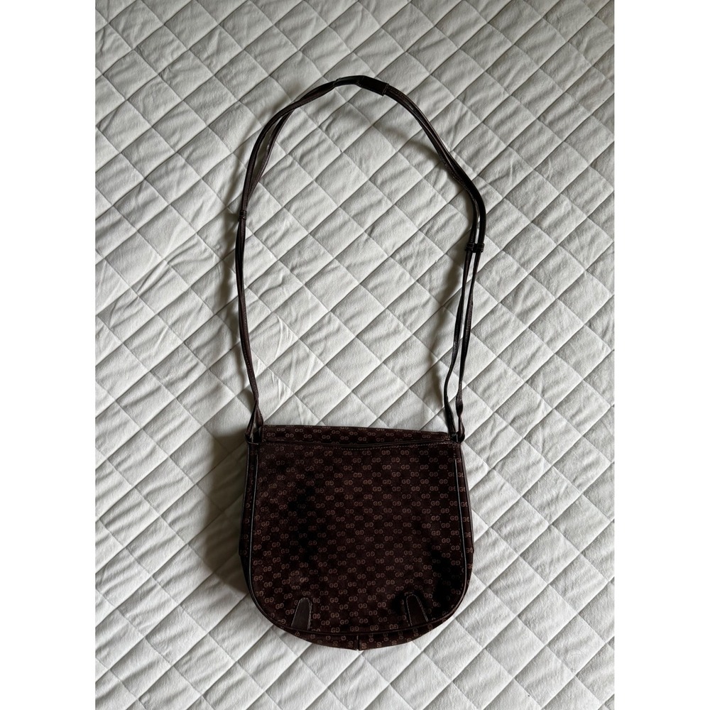 Y2K VTG Unfindable 70s Suede Gucci Monogram Crossbag Rare Coquette Cute Designer - Picture 6 of 8